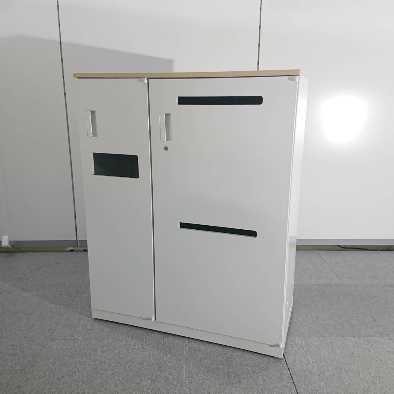 ウチダ 内田洋行 HS ECOボックスユニット 書類投稿口付き 書庫 鍵あり 左開き 天板付き ホワイト W900