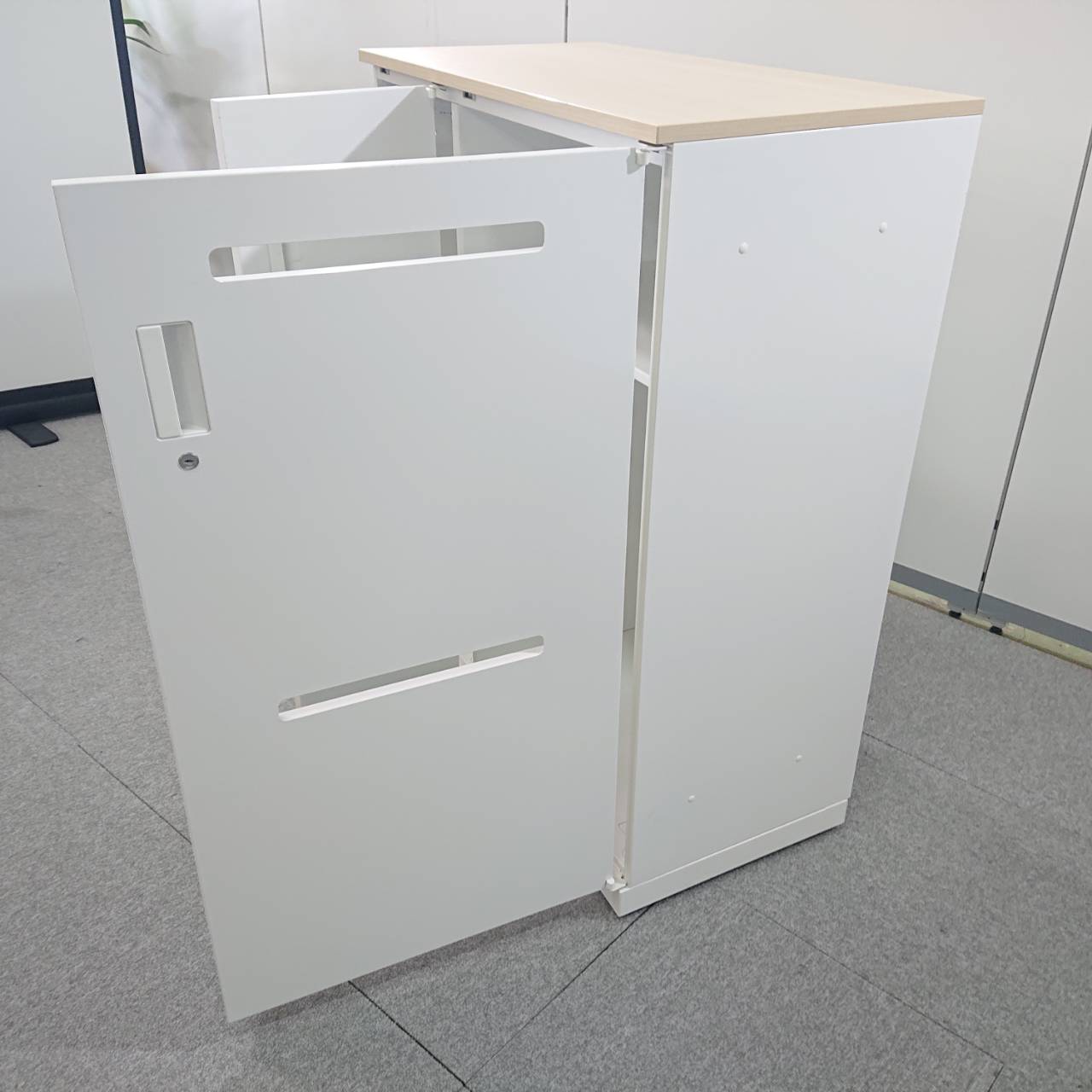ウチダ 内田洋行 HS ECOボックスユニット 書類投稿口付き 書庫 鍵あり 左開き 天板付き ホワイト W900
