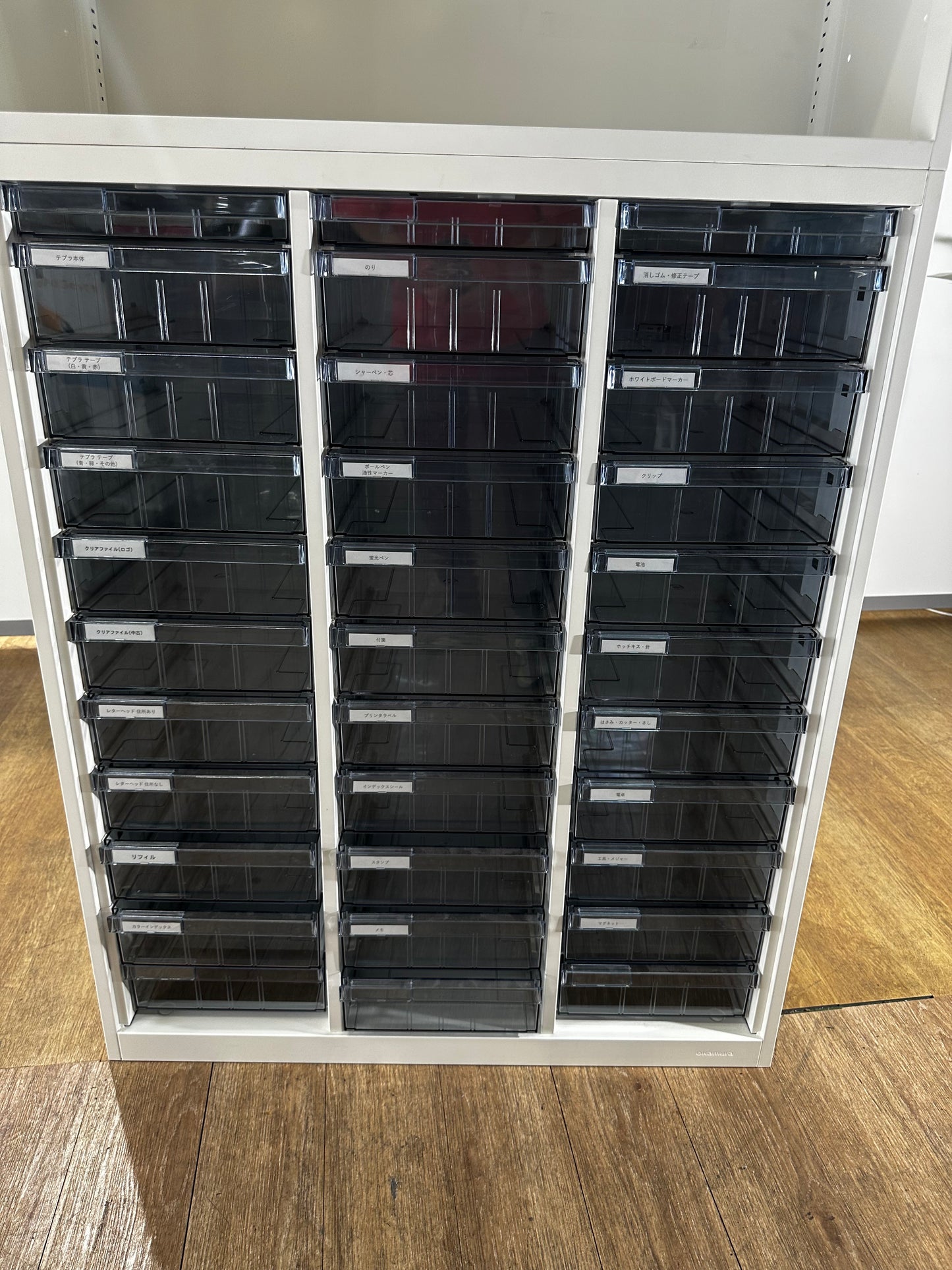 中古|オカムラ 上下書庫セット オープン A4トレー クリアケース ホワイト900 400 2018年製