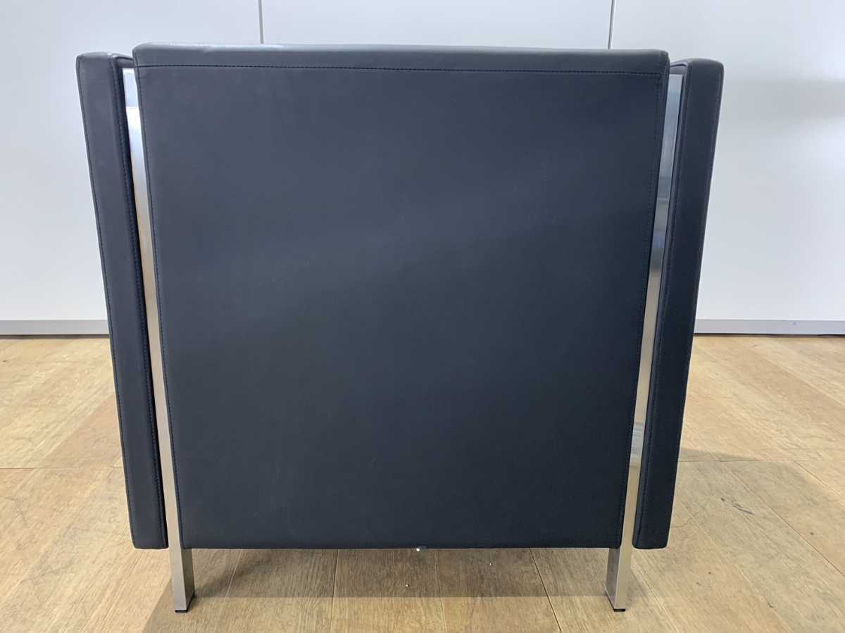 中古/訳あり|オカムラ 応接ソファ 受付ソファ 革調 1人用 シングルソファ ①