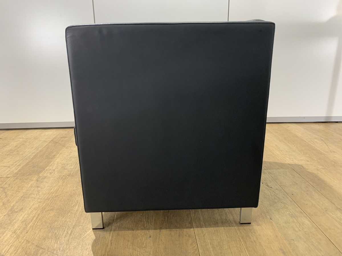 中古/訳あり|オカムラ 応接ソファ 受付ソファ 革調 1人用 シングルソファ ①