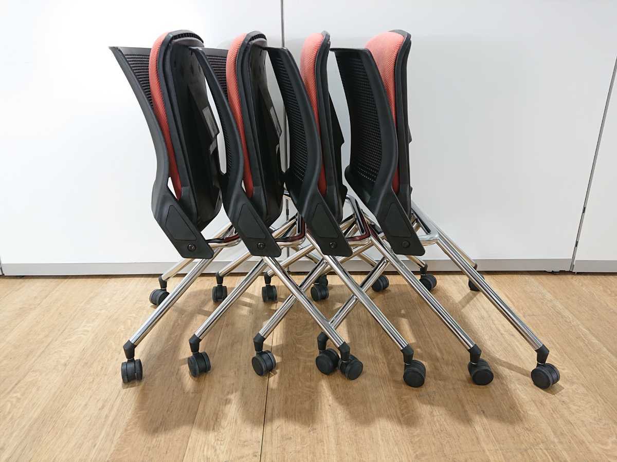【送料無料】4脚セット オカムラ クリール ミーティングチェア 2013年製 並行スタック可 中古