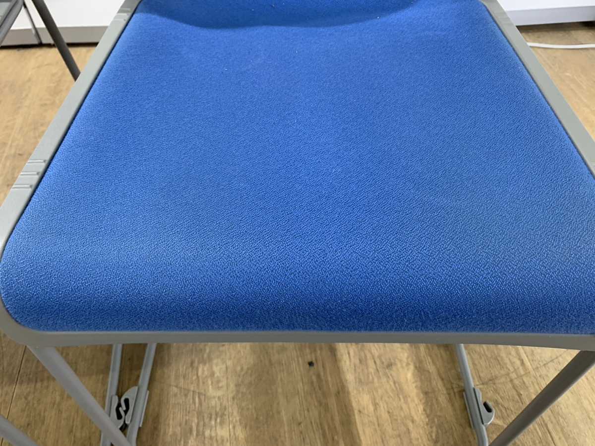 【送料無料】4脚セット オカムラ LITTO 会議 打合せ 椅子 座面ブルー 8127ZZ 中古